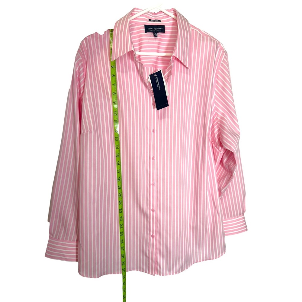 NEW Jones New York 3X Pink Striped Button Down Shirt Easy Care Preppy Officecore - Picture 4 of 8
